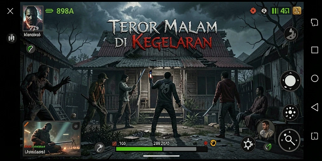 Screenshot game 898A memperlihatkan suasana mencekam dalam kegelapan.