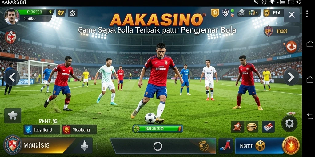 Tampilan gameplay AAKASINO dengan aksi sepak bola yang mendebarkan.