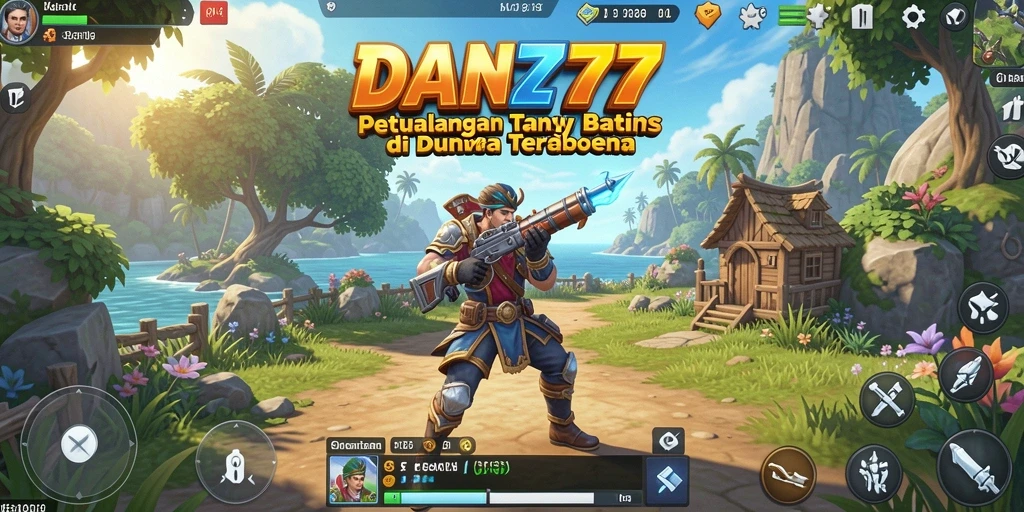 Screenshot menunjukkan karakter yang sedang menjelajahi hutan dalam DAN777.