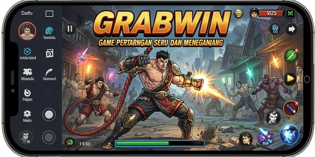 Tampilan gameplay dinamis dan seru dalam GRABWIN.