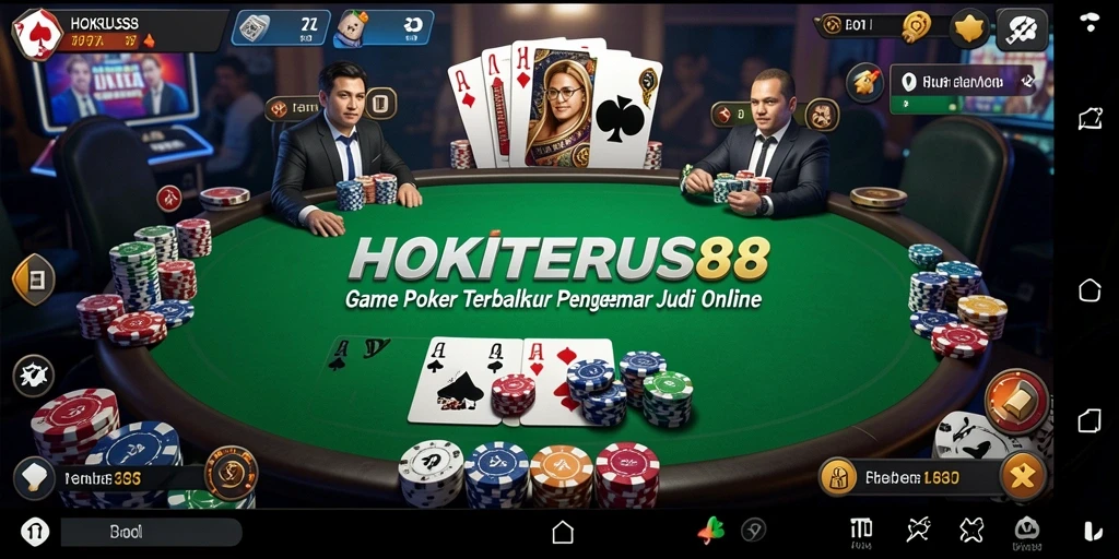 Tampilan screenshot HOKITERUS88 menampilkan gameplay mendebarkan dalam permainan Poker.