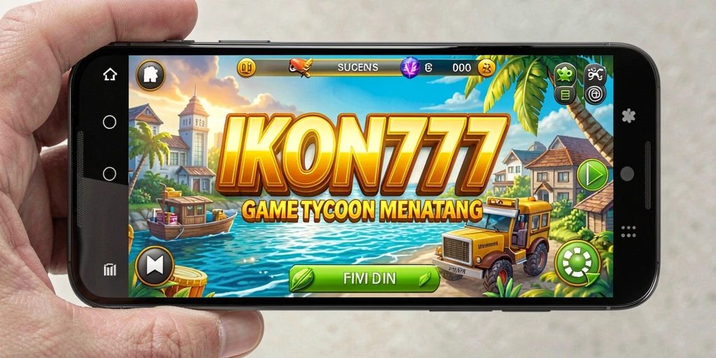 Tangkapan layar utama IKON777 menampilkan pengalaman membangun kerajaan bisnis.