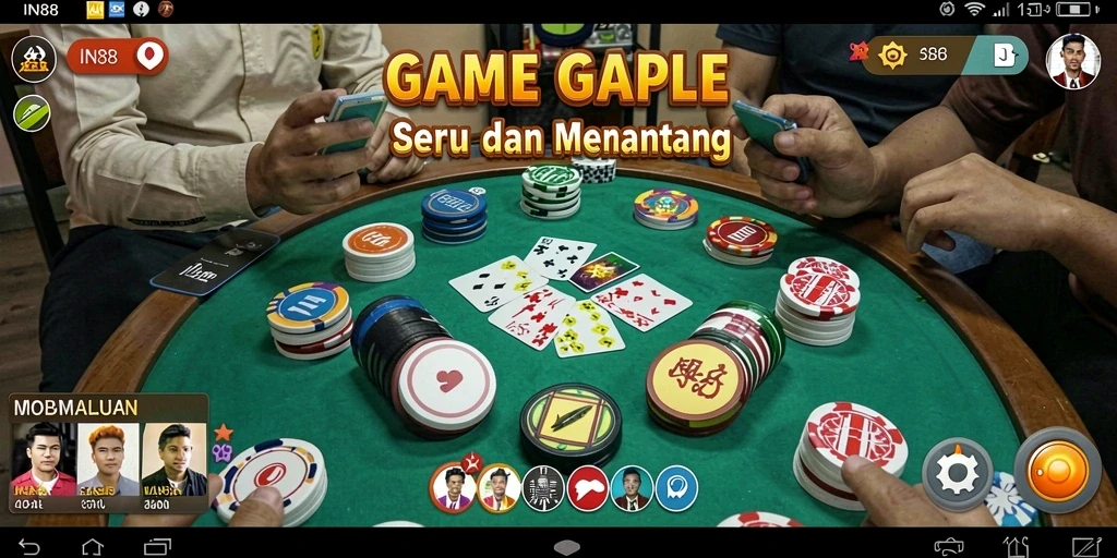 Screenshot IN88 menampilkan gameplay Gaple yang seru dan interaktif.
