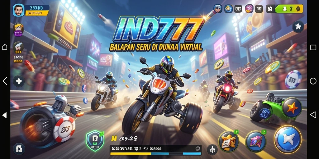 Tampilan gameplay IND777 yang mendebarkan saat balapan berlangsung.