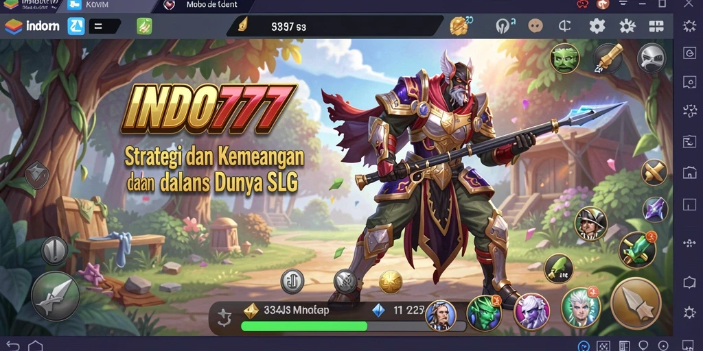 Screenshot gameplay menunjukkan pertempuran strategis SLG yang seru.
