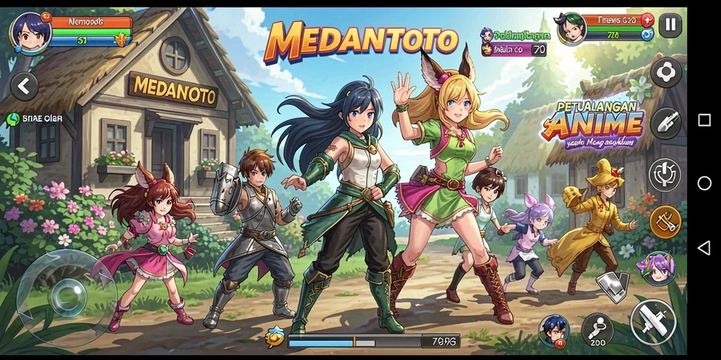 Screenshot gameplay menarik dari MEDANTOTO yang menampilkan pertempuran anime.