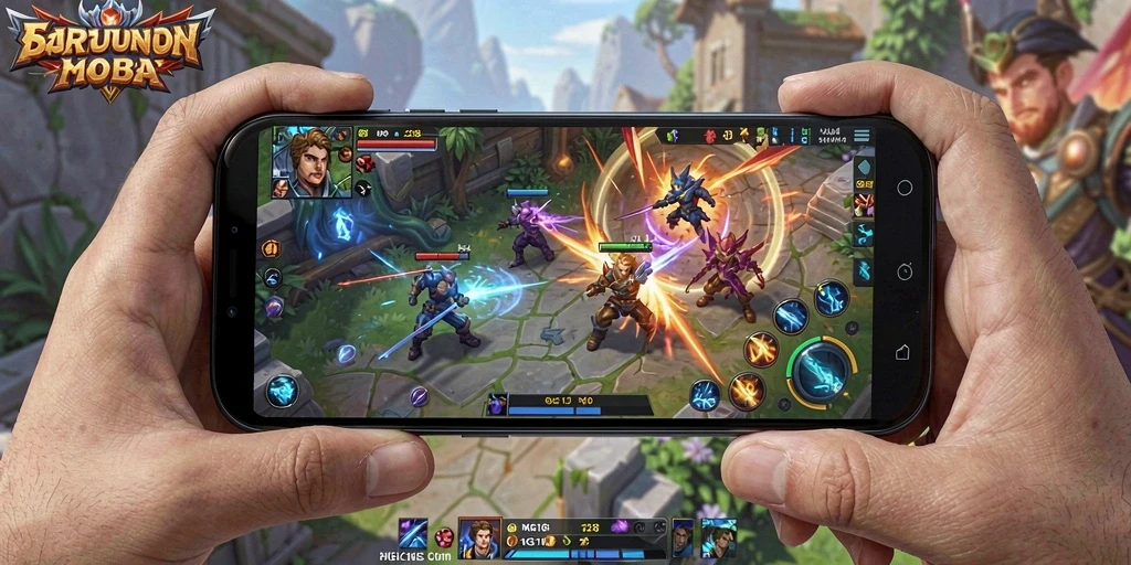 Tangkapan layar MG108 menampilkan pertempuran intens di arena MOBA.