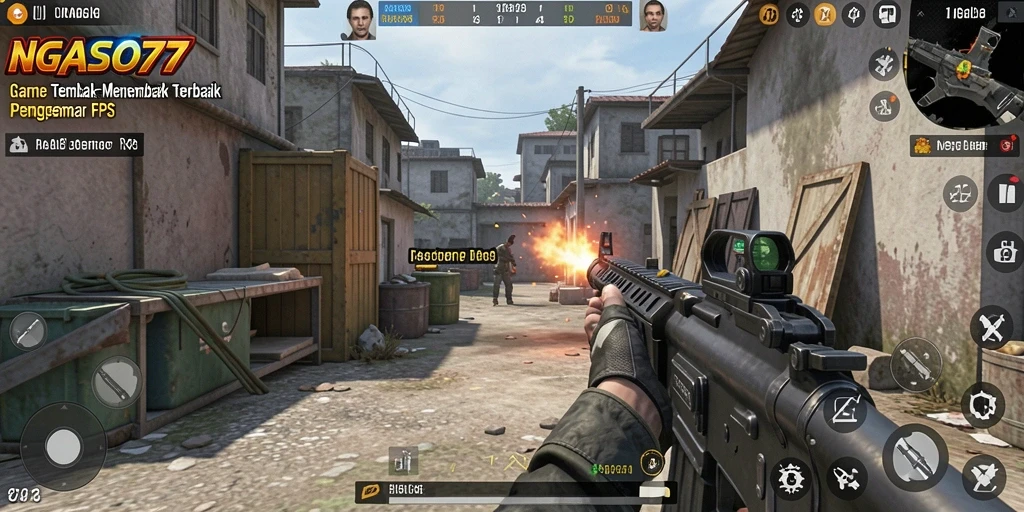 Tampak seru dari gameplay NGASO77 dengan aksi tembak-menembak intens.