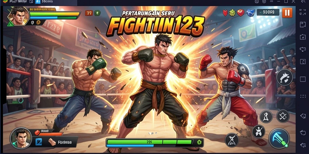 Screenshot gameplay <strong>PLAYWIN123</strong> yang menampilkan aksi pertarungan yang seru.