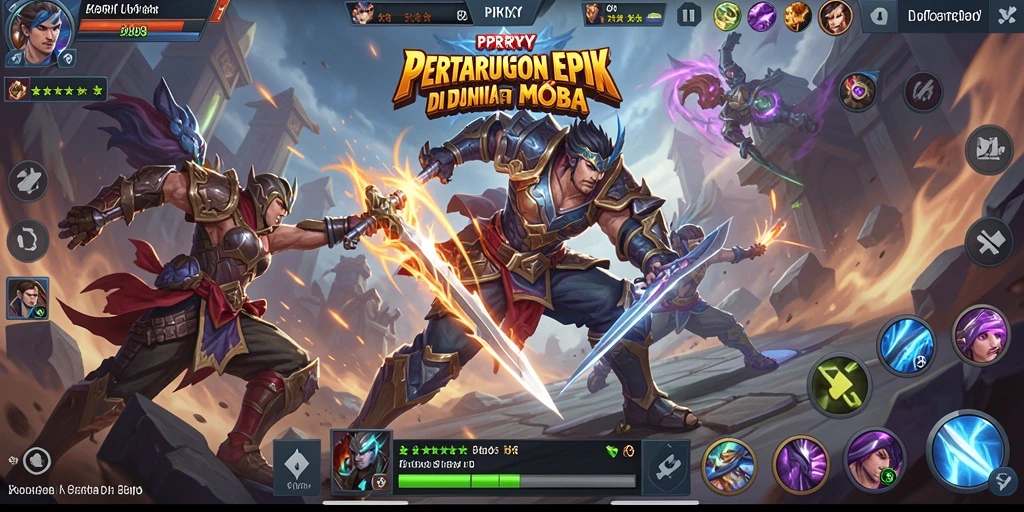 Tampilan seru pertarungan dalam gameplay MOBA PPRRYY.