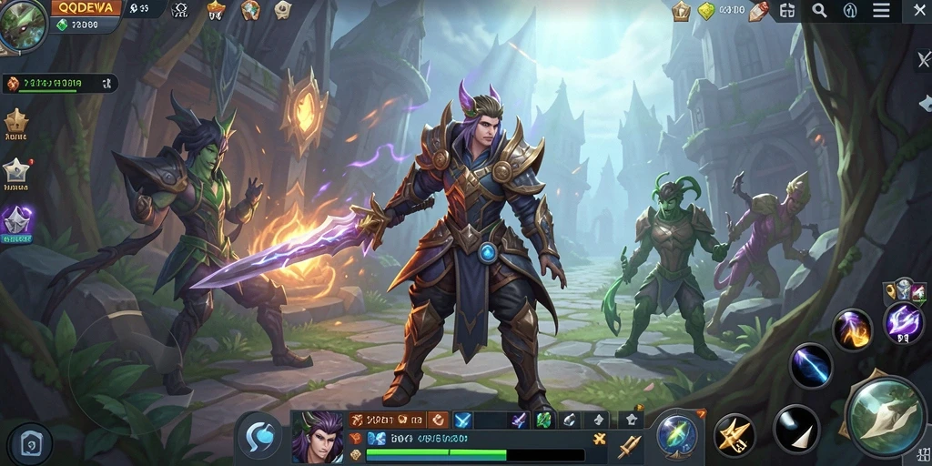 Screenshot gameplay QQDEWA menunjukkan aksi pertempuran yang mendebarkan.