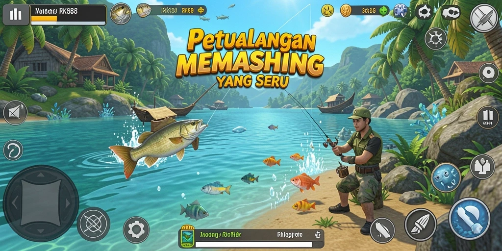 Tangkapan ikan yang besar dan indah dalam gameplay RK88.