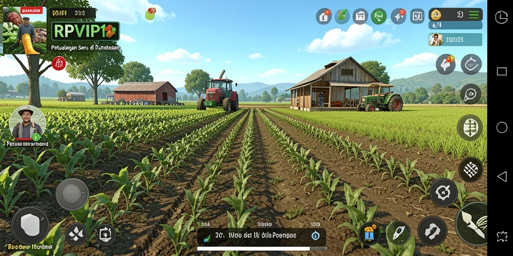 Gameplay seru RPVIP1 dengan aktivitas berkebun yang menarik.