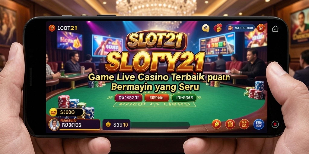 Screenshot SLOT21 menampilkan dealer langsung dalam permainan Live Casino yang seru.