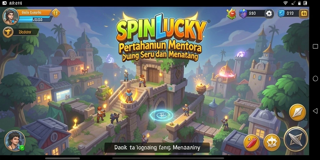 Tangkapan layar SPINLUCKY yang menampilkan aksi pertahanan menara yang seru.